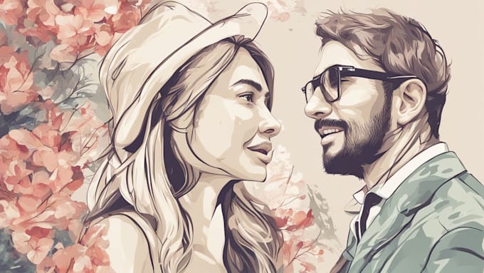 create couples art vector portrait