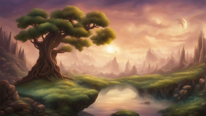 draw fantasy background and landscape