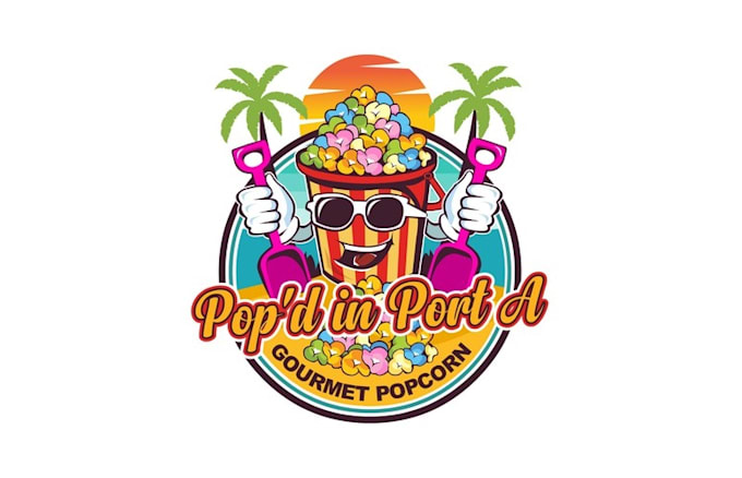 coastal gourmet popcorn shop logo design