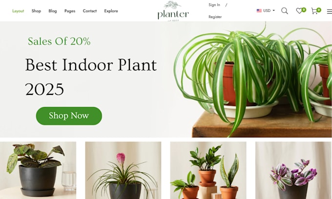 design artificial plant shopify store indoor plant artificial flower website