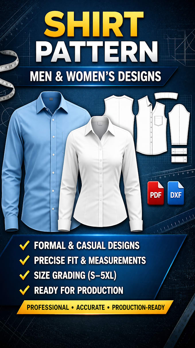 make shirt pattern for men and women casual or formal wear