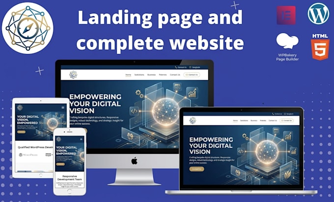 create a landing page and a complete wordpress website