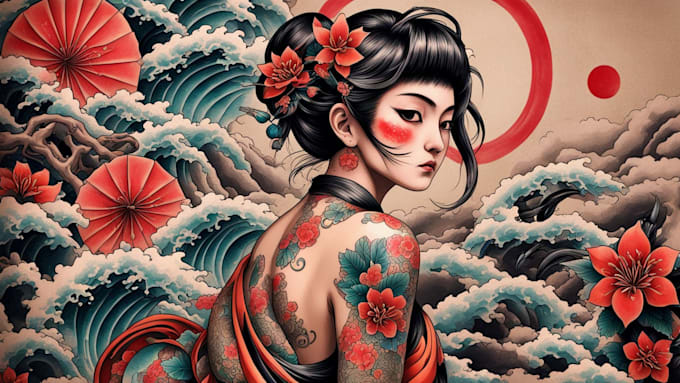 draw japanese tattoo design for you