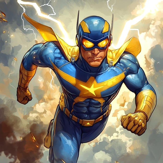 desing an amazing superhero comic cartoon characters