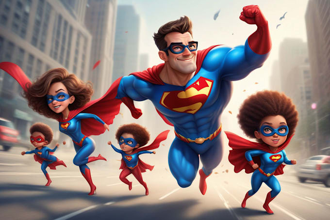 drawing a family superhero cartoon character for you