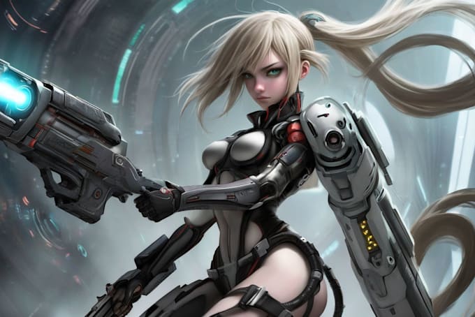 make a sci fi character and sci fi art
