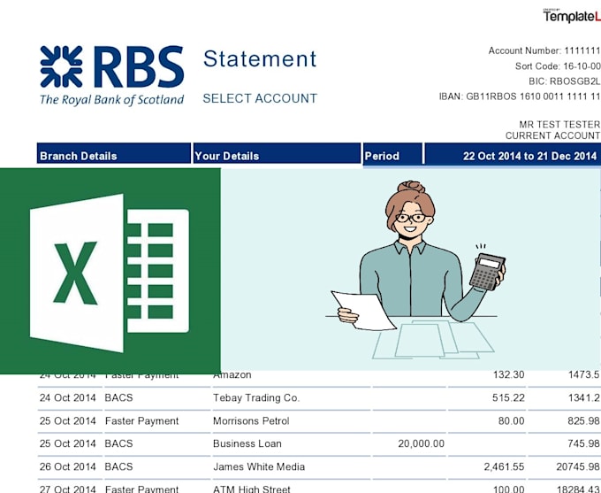 accurately copy your bank statements into microsoft excel