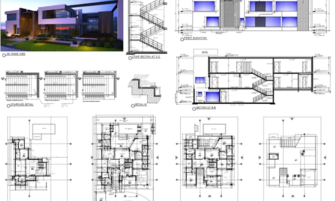 Draw an architectural drawing city permit mep blueprint and redraw 2d ...