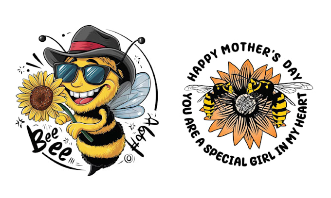 make hand drawn mascot honeymoon bee t shirt logo