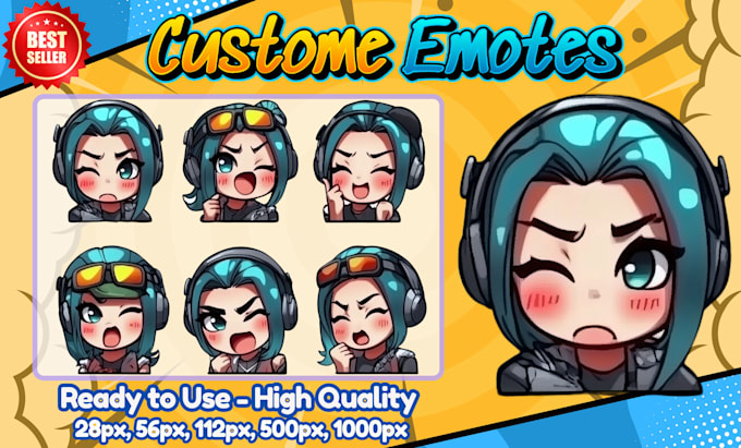 draw twitch emotes, chibi emotes, animated emotes, vtuber for stream