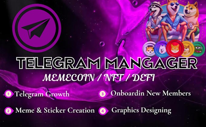telegram promotion, be telegram manager, moderator for your meme or defi project