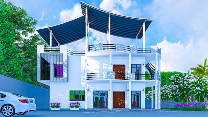 do 3d house exterior design, interior design, and 3d rendering