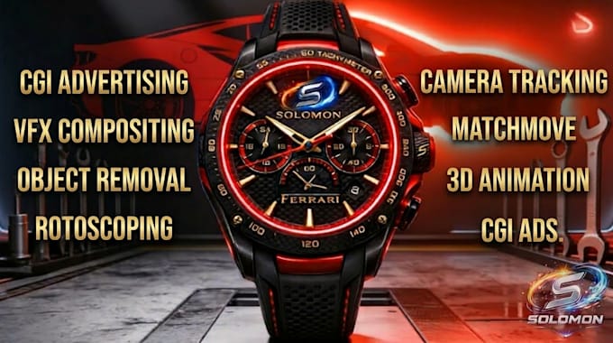 do 3d product animation, camera tracking, clean up, cgi ads and vfx composition