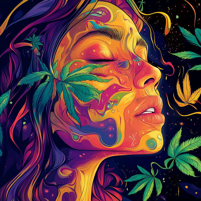 create custom trippy weed pop art psychedelic