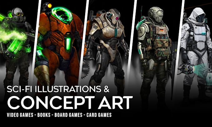 illustrate sci fi, characters, and mech concept art for you