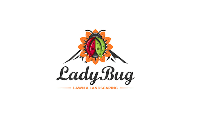 creative ladybug lawn service logo design