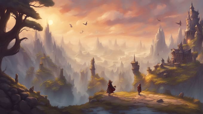fantasy illustration, furry characters and landscapes