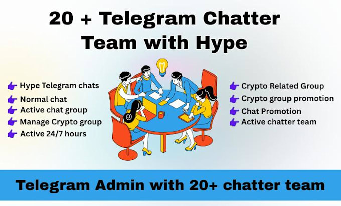 be your telegram admin with 20 chatters