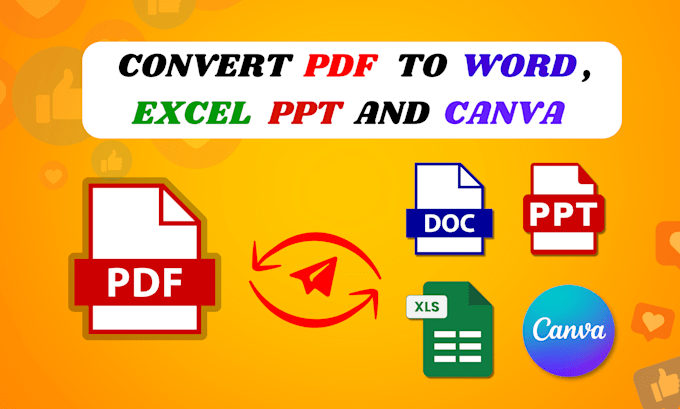 convert PDF to word, excel , ppt, canva and typing services