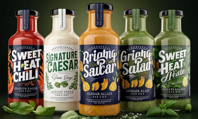 do label, logo for sauce, spice, jar, food, dips, pickle, salsa, bbq, rub, meat
