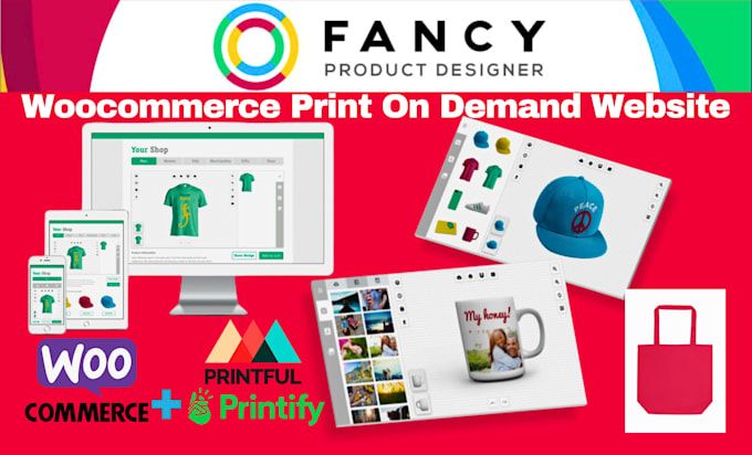 create a woocommerce pod website with fancy product designer