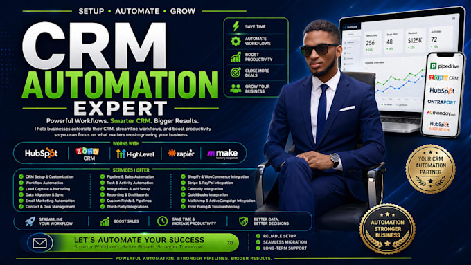 setup pipedrive CRM, zoho, hubspot, ontraport, monday, hubspot migration