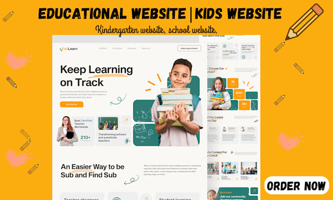 build kindergarten website, education website school website or daycare website