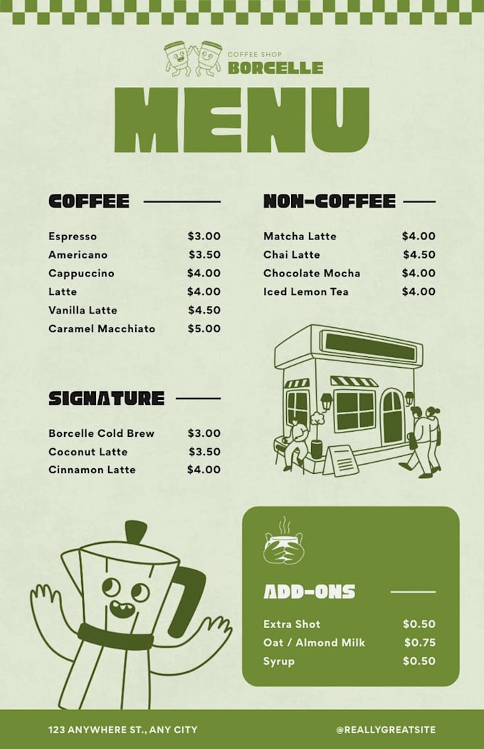 create a coffee menu for your coffee shop