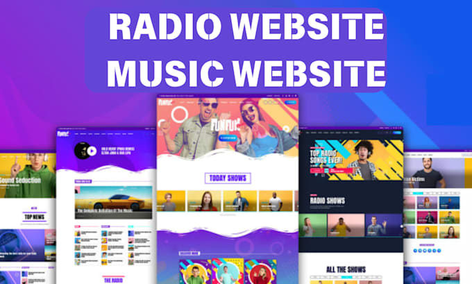 develop radio website, music website, podcast website, artist website