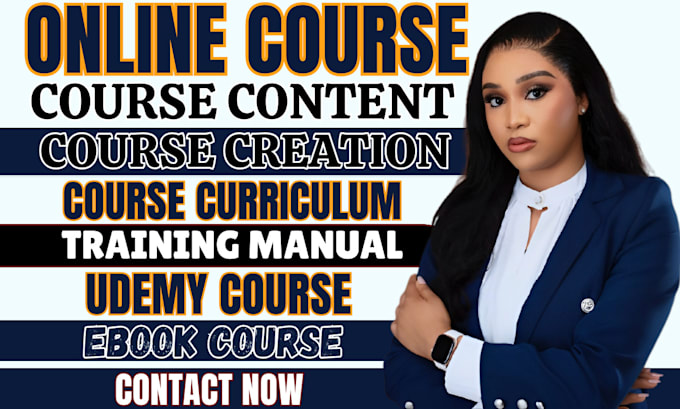 create online course content, ebook course, training manual and udemy curriculum