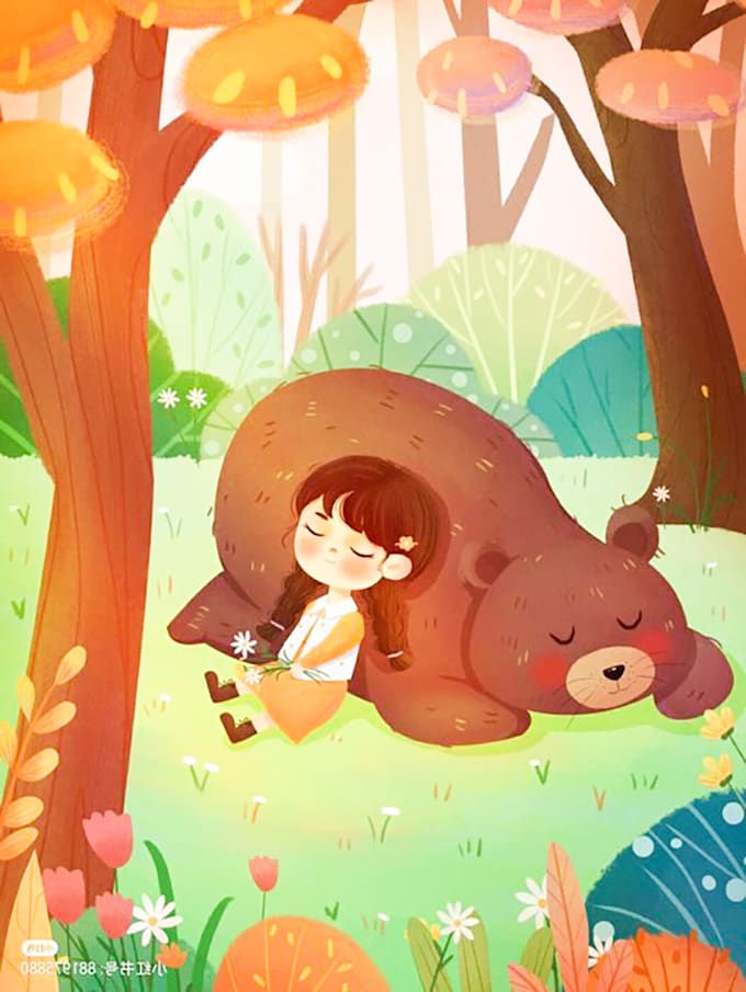 draw children story book illustration and children story book illustration