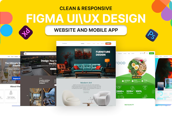do figma website ui ux design, dashboard ui ux design, mobile app ui ux design