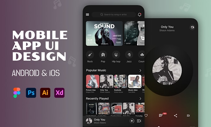 design a mobile app uiux for android and ios using figma