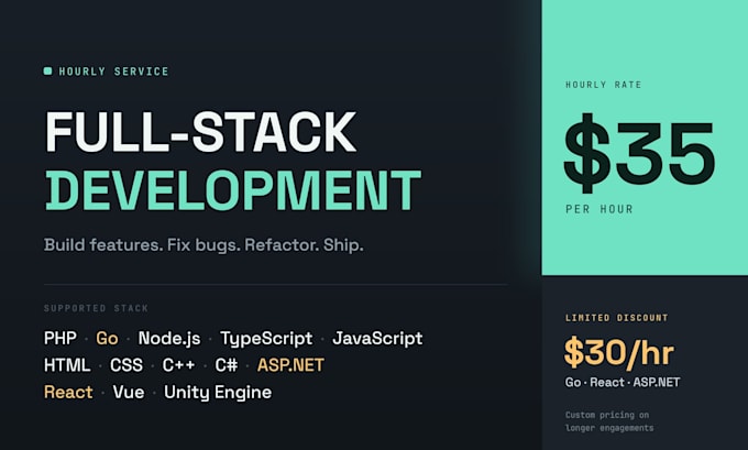 do fullstack development laravel nodejs PHP react go net