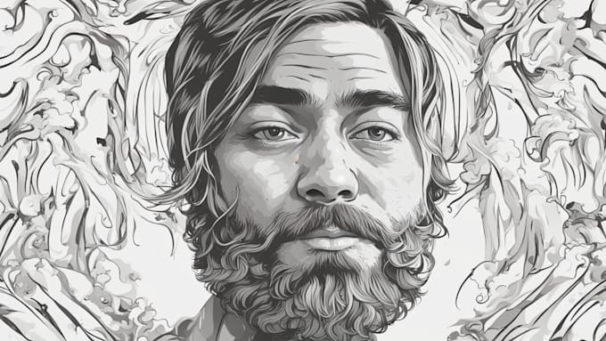 Create a detailed vector art portrait black and white by Karinedy | Fiverr