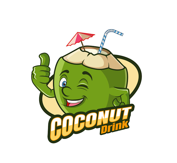make fresh coconut mascot drink logo