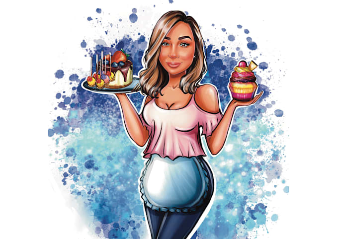 draw custom cartoon baker logo portrait