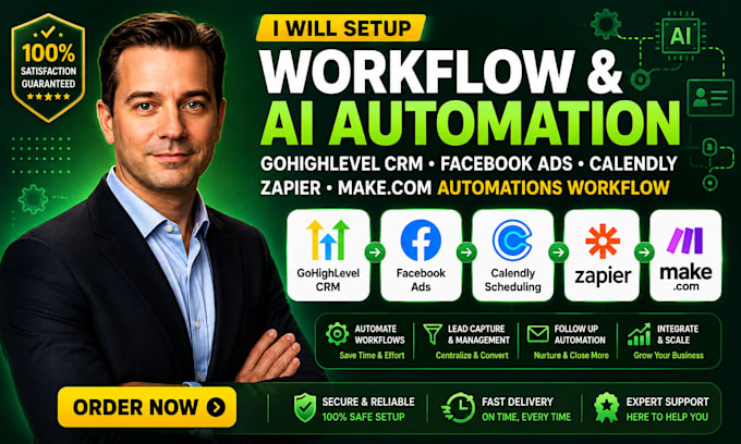 setup gohighlevel crm facebook ads calendly zapier make com automations workflow