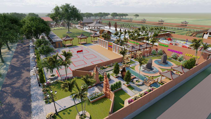 3d modeling and rendering lanscape and masteplan