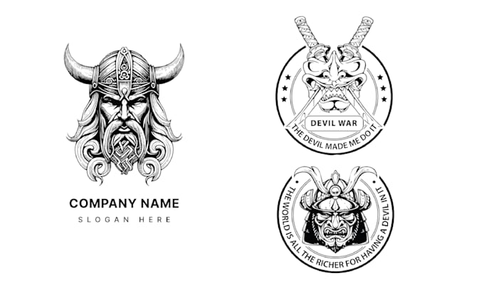 make vintage custom warrior viking head logo