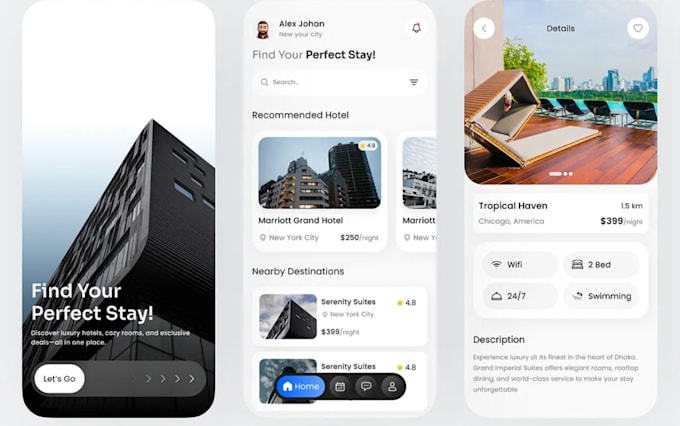 build hotel booking app with room reservation, payments and admin panel