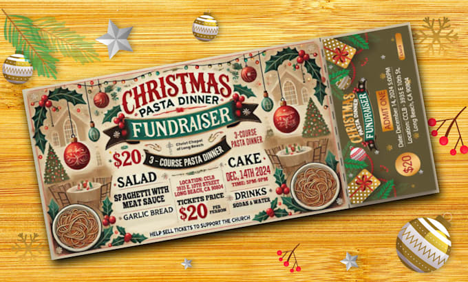 be your virtual assistant for christmas event ticket, raffle ticket design