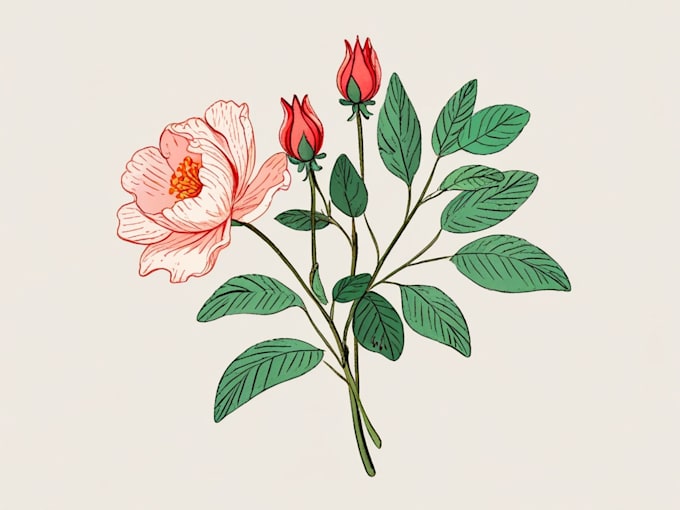 draw botanical illustrations, flowers and plants