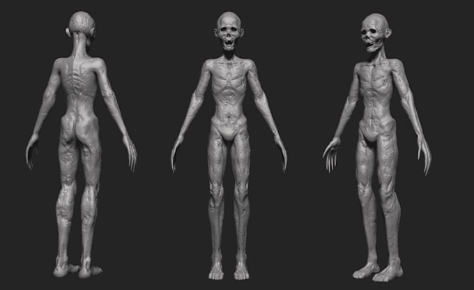3d horror model, realistic zombie character, 3d animal creature, alien character