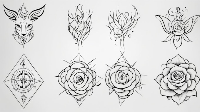 design fine line art minimalist tattoo flash for you