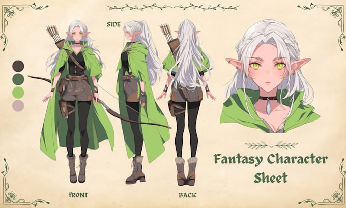 draw your character sheet design for book,comic or original character