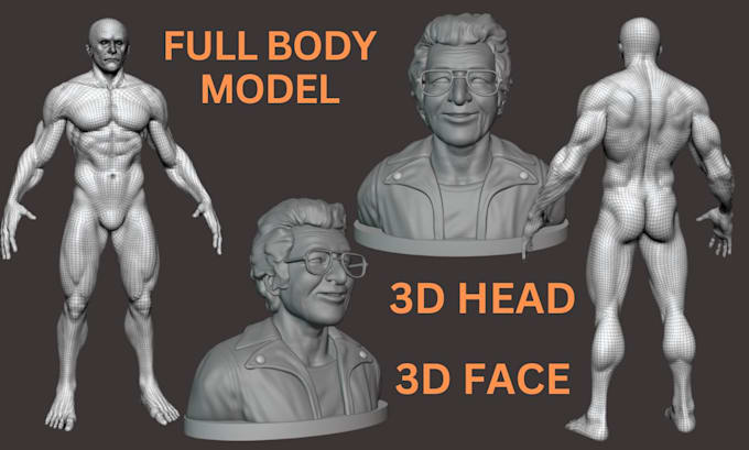 sculpt 3d head realistic face bust portrait full body model for 3d printing