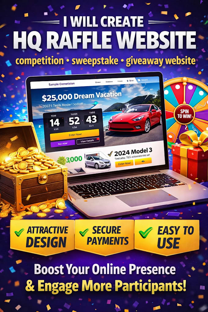Create hq raffle website, competition, sweepstake, giveaway website by ...