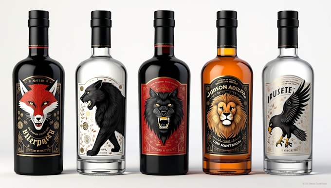 design premium wine label, luxury beer label and bottle packaging