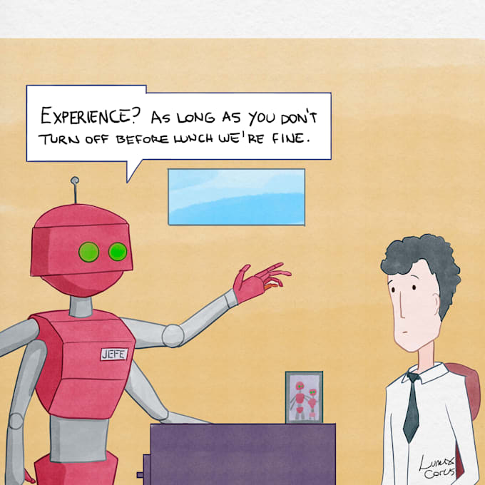 do a cartoon style one panel humor comic for you